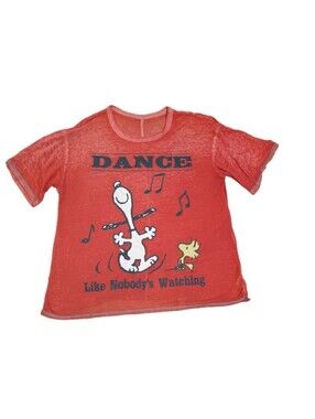 Snoopy Peanuts Dance Like Nobody's Watching Graphic Tee Orange Cartoon Shirt